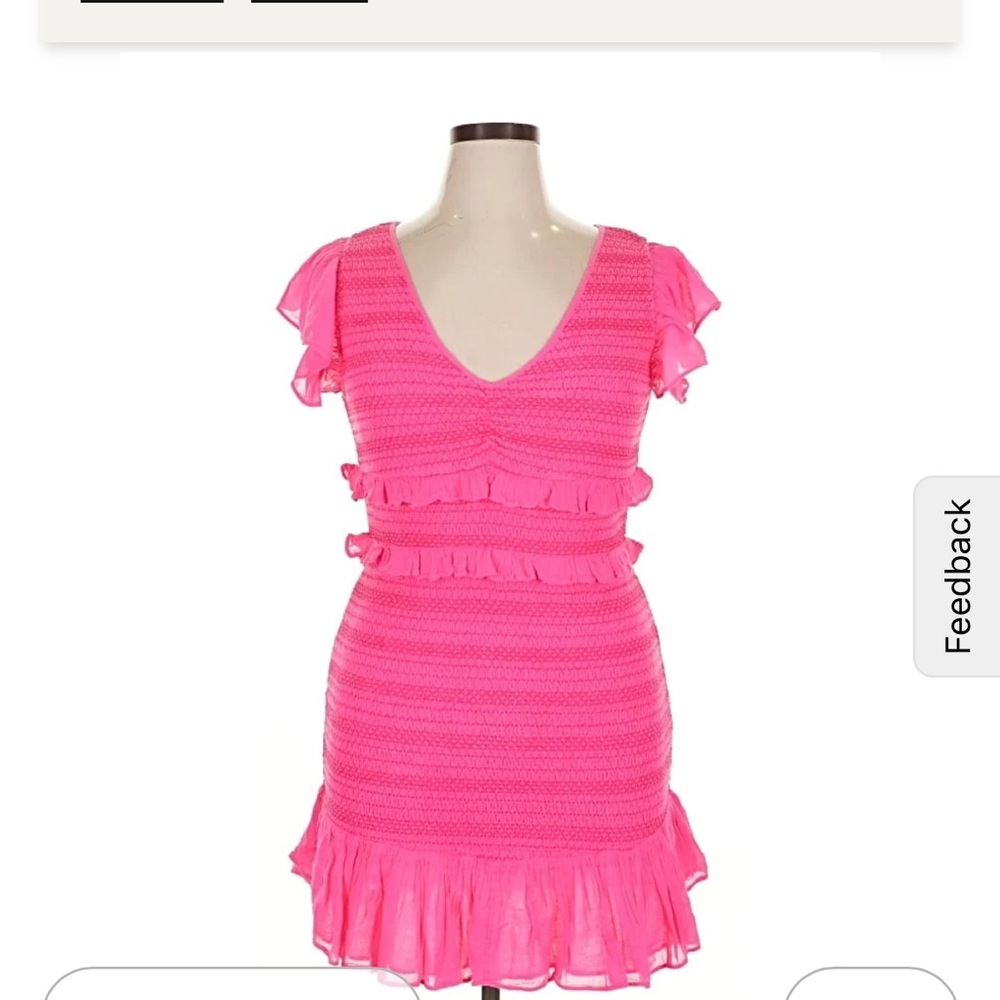 LoveShackFancy Vibrant Pink Ruffle Mini Dress